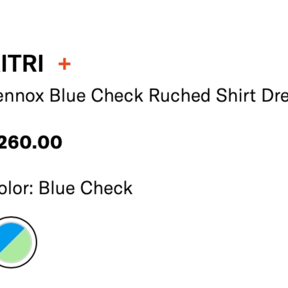 KITRI Lennox Blue Check Ruched Shirt Dress - Size Small - Picture 14 of 14